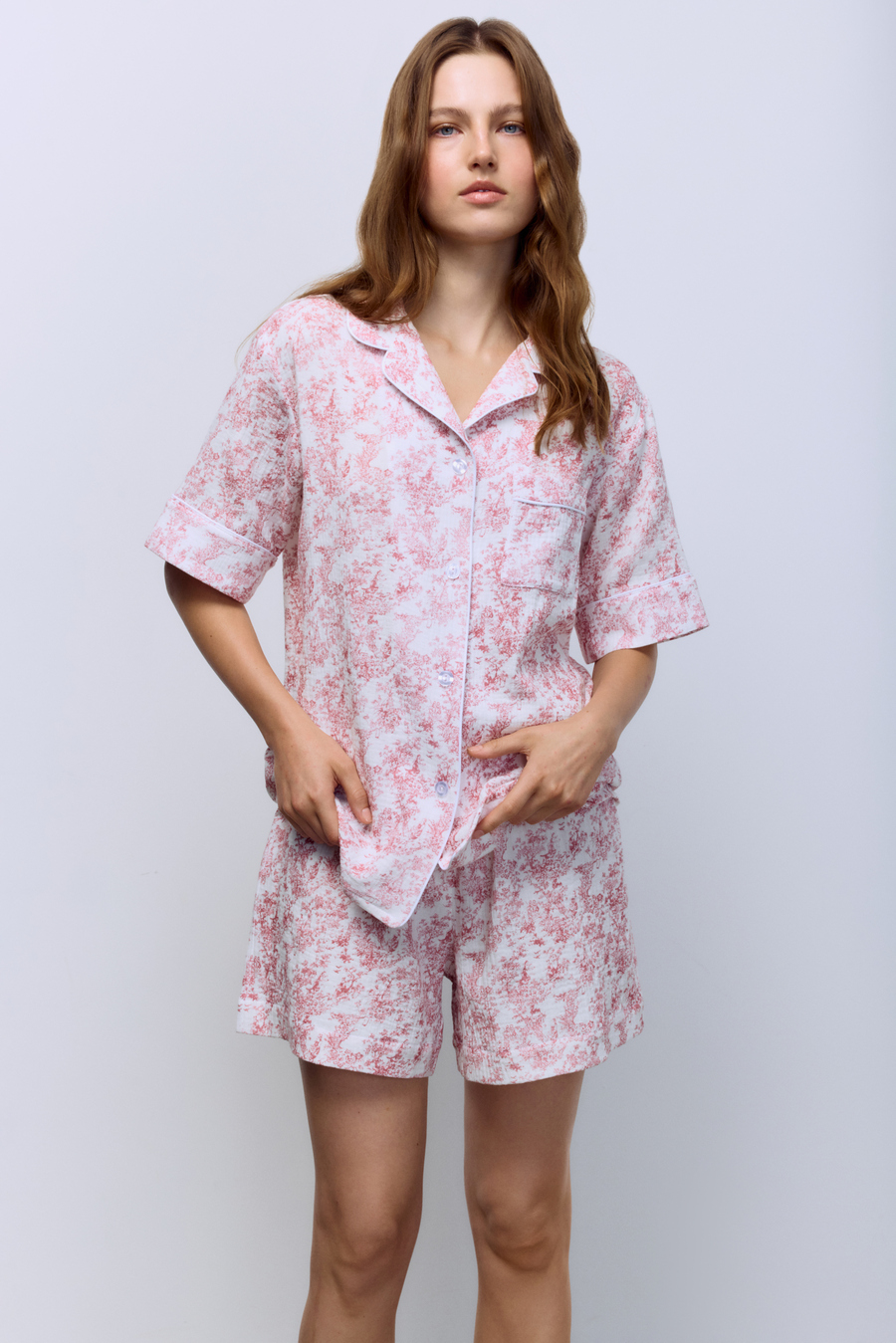 Пижама Toile de Jouy (рубашка + шорты), красный