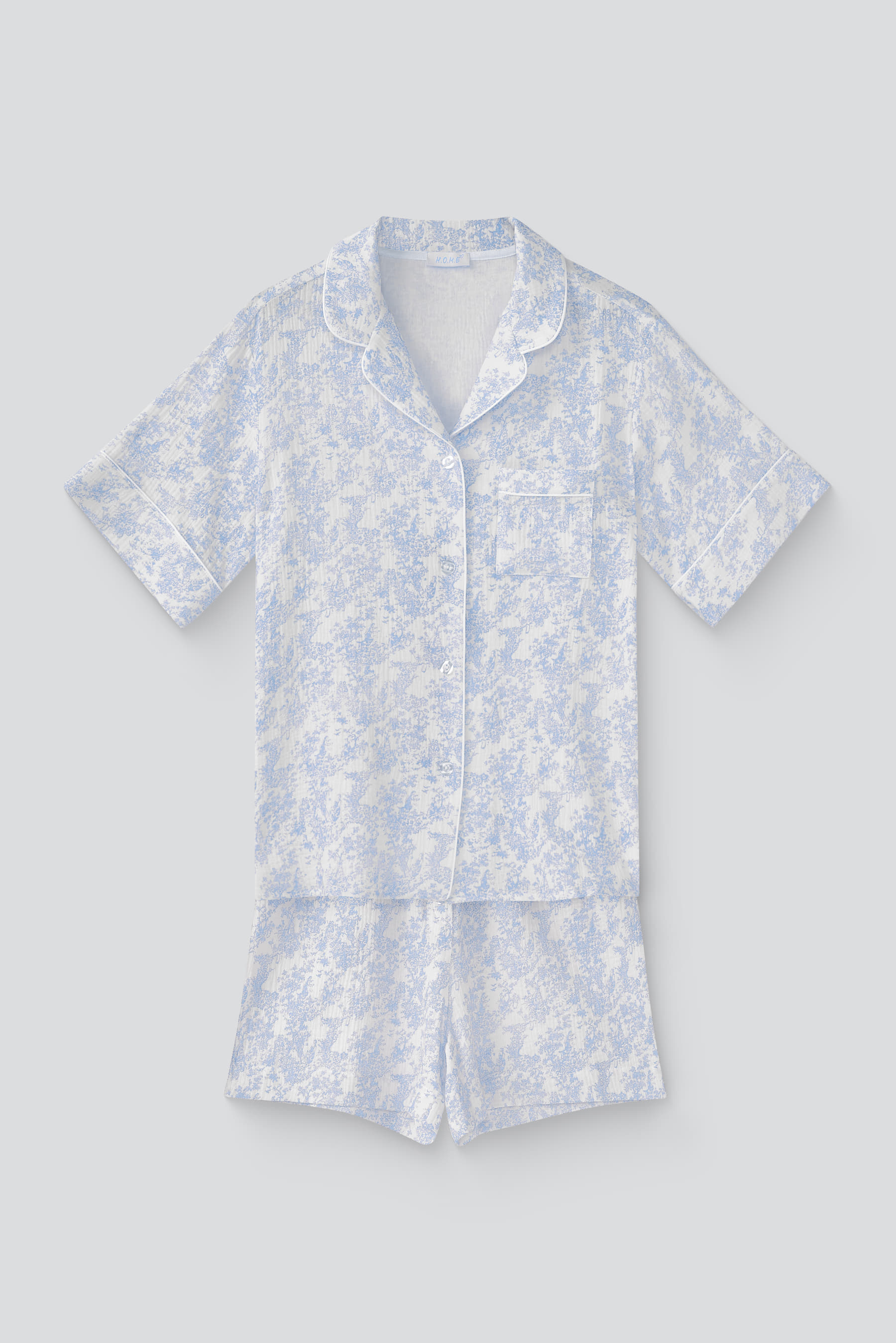 Пижама Toile de Jouy (рубашка + шорты), голубой