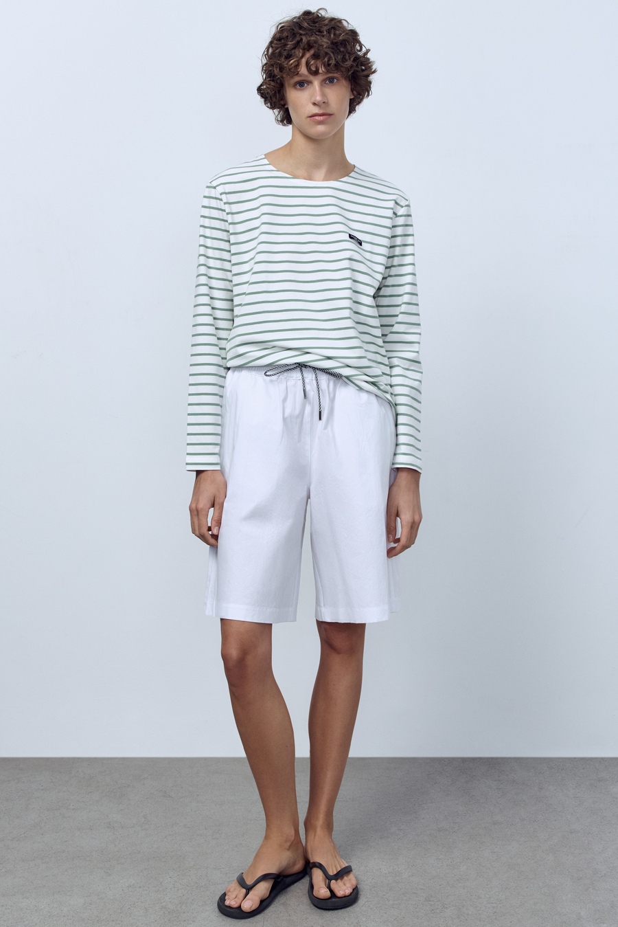 Бермуды из итальянского варёного хлопка, белый