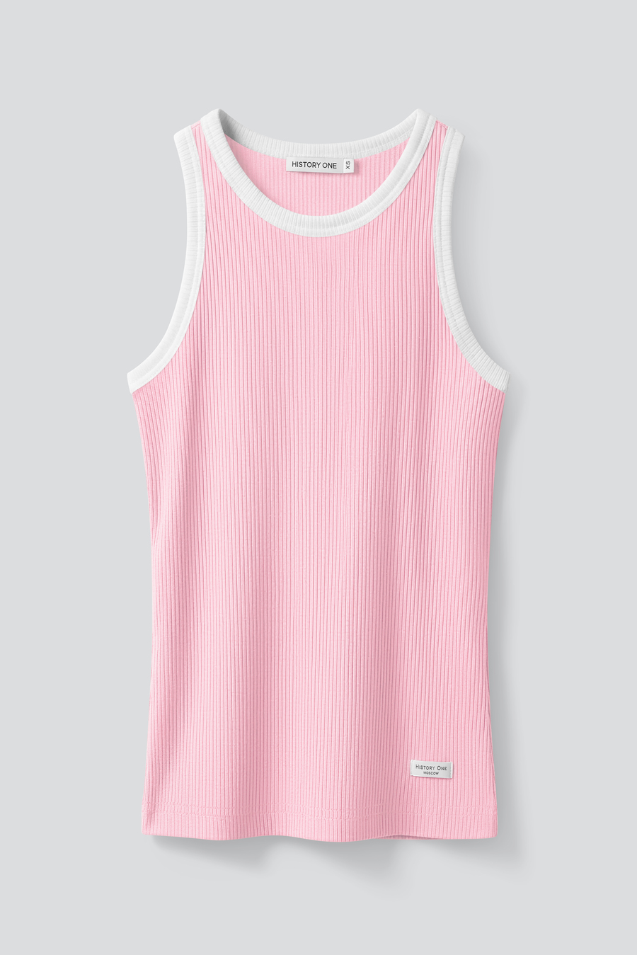 Топ из хлопковой рибаны с контрастной отделкой, розовый