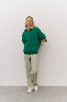 Брюки на резинке с лампасами фисташковый