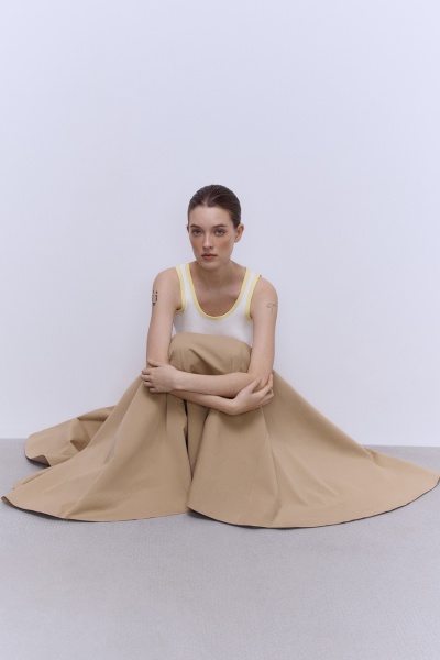 Юбка-солнце из габардина, бежевый