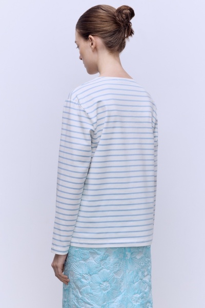 Лонгслив из хлопка в полоску, голубой
