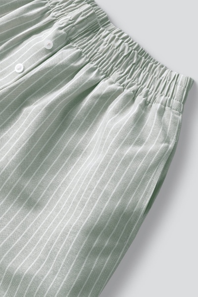 Шорты пижамные лен с хлопком в широкую полоску, мятный