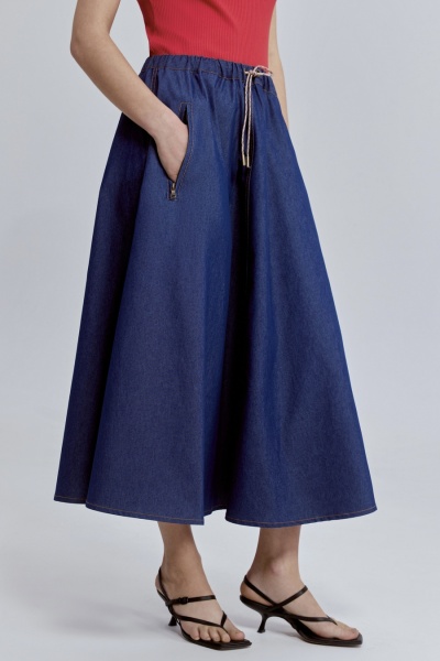 Юбка-солнце на кулиске из денима, синий