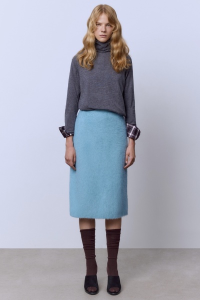 Юбка из ангоры с разрезом, мятный