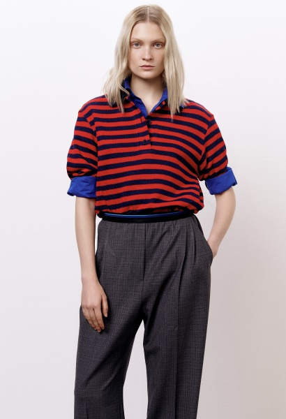 Брюки на контрастной резинке в клетку, тёмно-серый