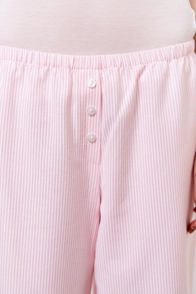 Шорты пижамные лен с хлопком в тонкую полоску, розовый