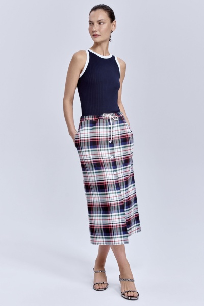 Юбка в клетку с пуговицами, мультиколор