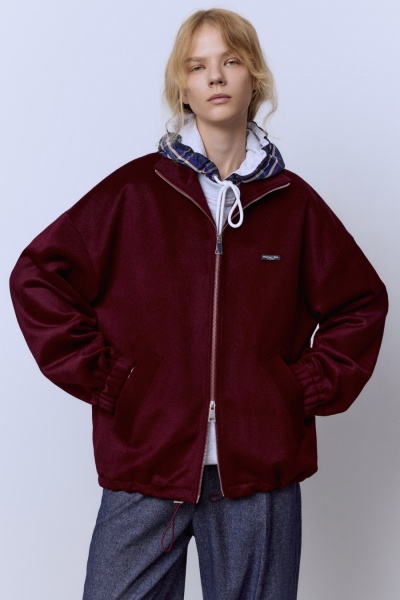 Бомбер из шерсти премиум, бордовый