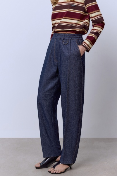 Брюки из шерстяного денима, синий