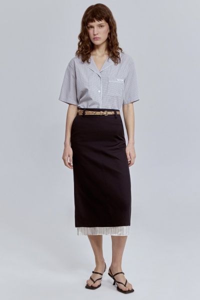 Юбка прямая с контрастной подкладкой, чёрный