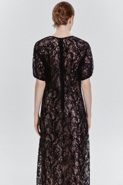 Платье коктейльное из кружева, чёрный