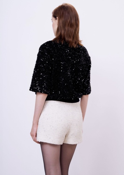 Топ из бархата с пайетками, черный