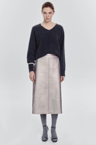 Юбка из лакового твида, мокко