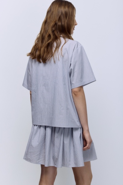 Рубашка в клетку из итальянского хлопка, бежевый/серый