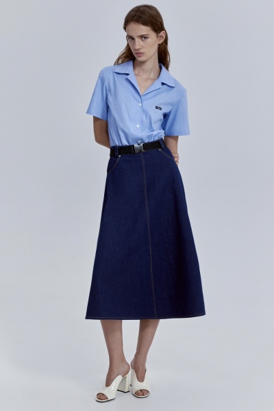 Юбка-колокол из денима, синий