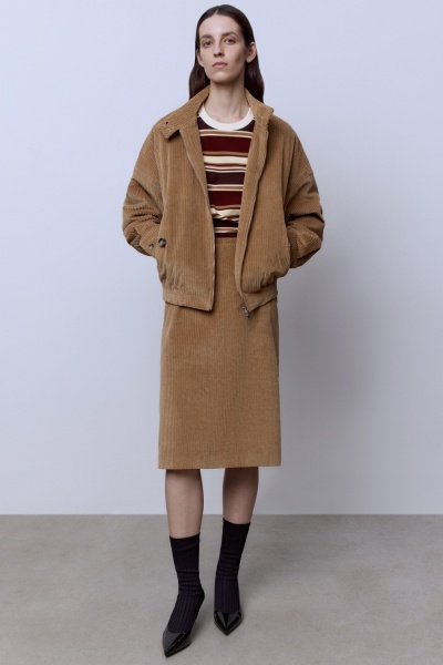 Юбка миди из вельвета, бежевый