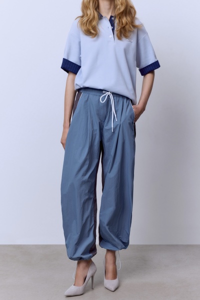 Брюки из нейлона с кантом, серый/синий