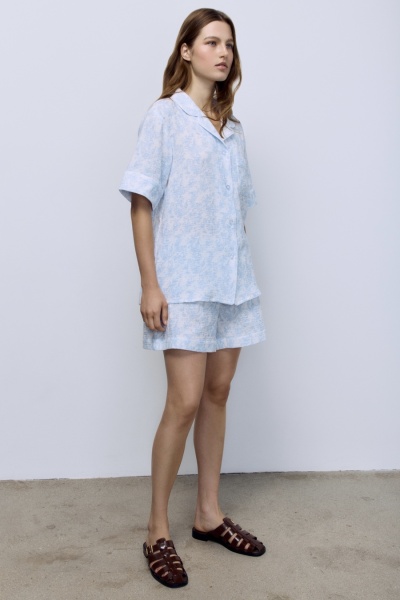 Пижама Toile de Jouy (рубашка + шорты), голубой