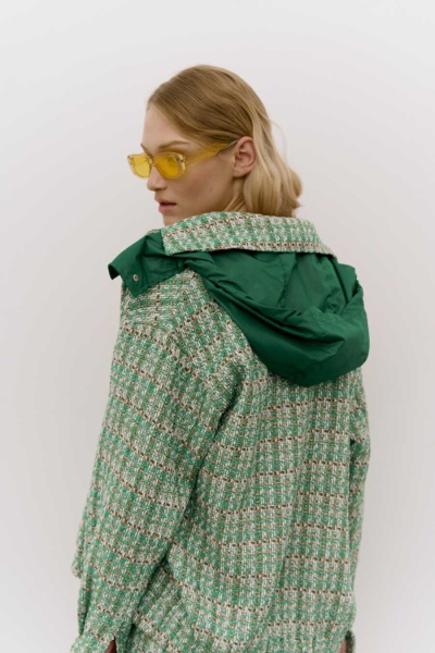 Жакет на резинке букле зелёный