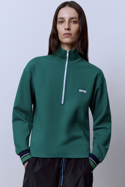 Поло на молнии с длинным рукавом, зелёный