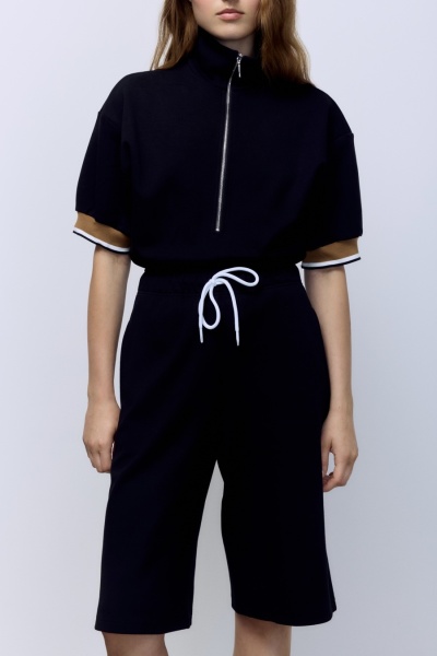 Бермуды из хлопковой скубы, черный