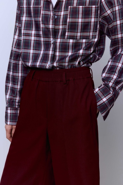 Рубашка классическая в клетку, бордовый