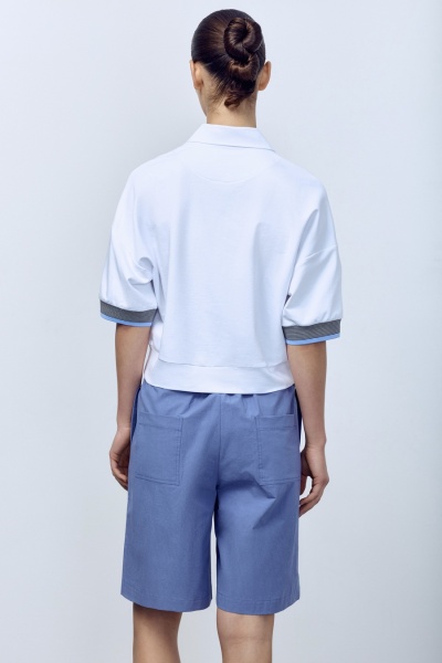 Поло укороченное с карманами, белый