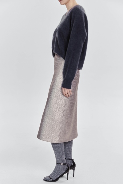 Юбка из лакового твида, мокко