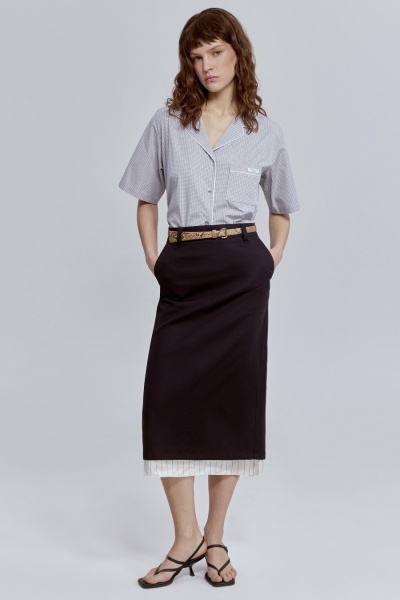 Юбка прямая с контрастной подкладкой, чёрный