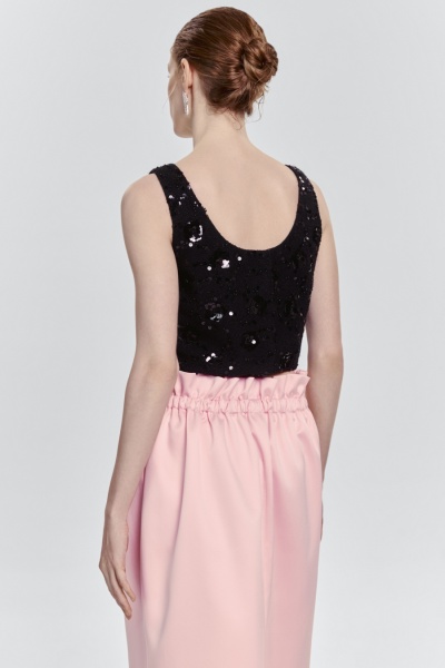 Топ из твида с бисером и пайетками, чёрный