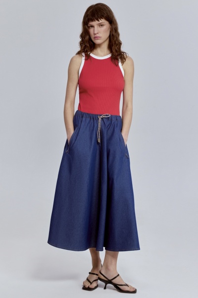 Юбка-солнце на кулиске из денима, синий