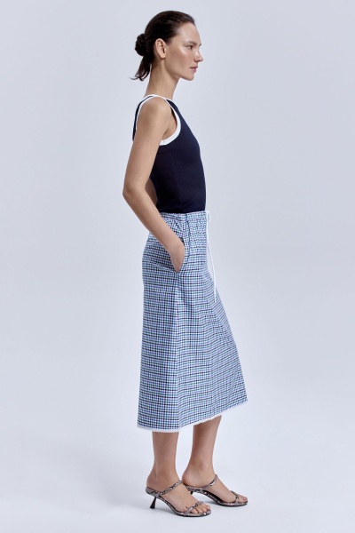 Юбка прямая виши с кружевом, мультиколор