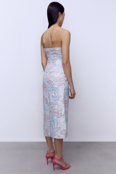 Платье-бандо из жаккарда, голубой