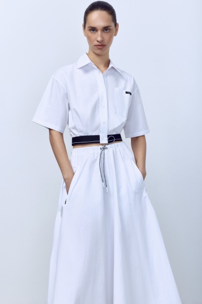 Юбка-солнце из итальянского вареного хлопка, белый