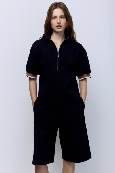 Бермуды из хлопковой скубы, черный