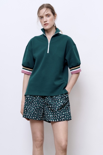 Шорты из нейлона с анималистичным принтом, зелёный