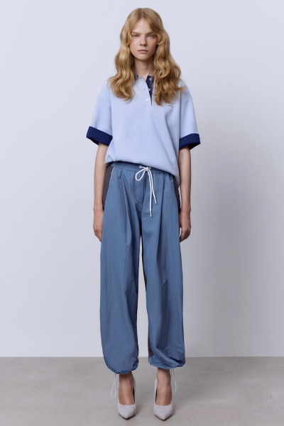 Брюки из нейлона с кантом, серый/синий