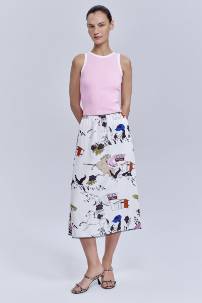 Юбка на резинке с принтом «комиксы», белый