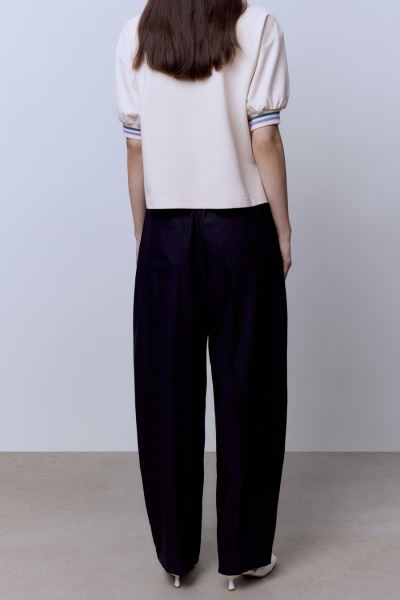 Брюки-бананы из шерсти, синий