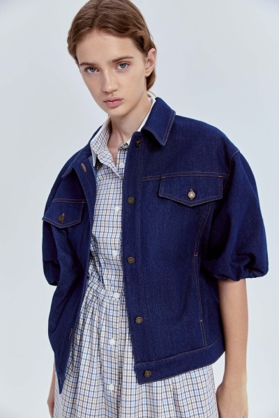 Куртка из денима с рукавами-фонариками, синий