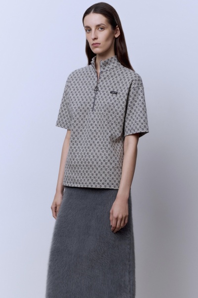 Поло на молнии с хлопком, синий