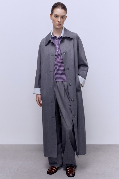 Легкое пальто из премиальной шерсти, серый