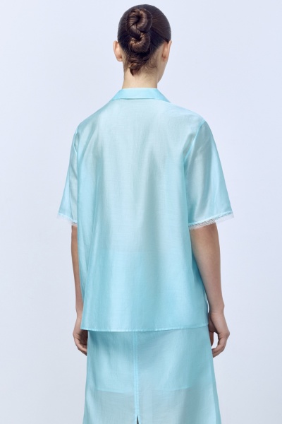 Рубашка из батистовой вуали с кружевом, мятный