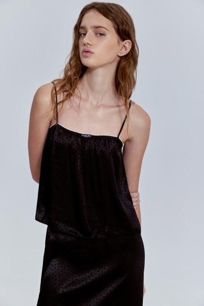 Топ бельевой из атласа, чёрный