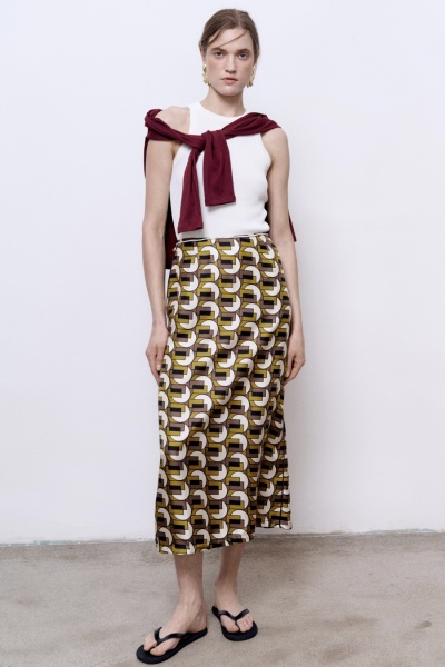Юбка из шёлка с принтом, жёлтый