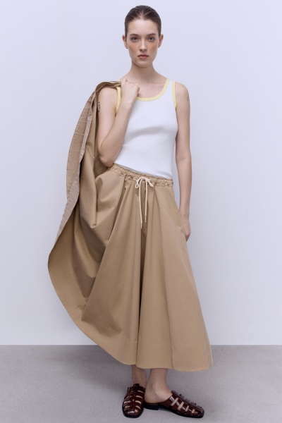 Юбка-солнце из габардина, бежевый