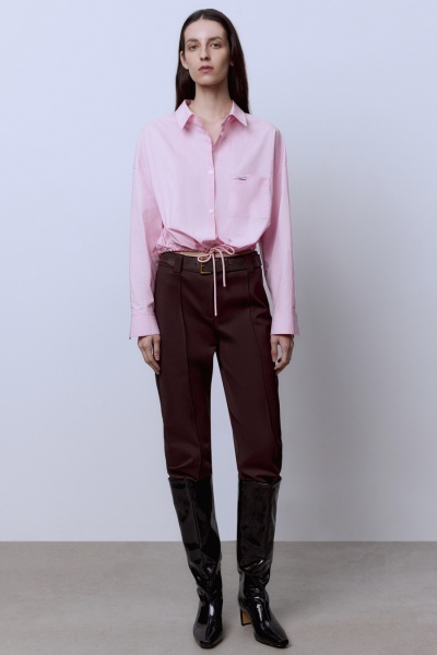 Рубашка с кокеткой на кулиске, розовый