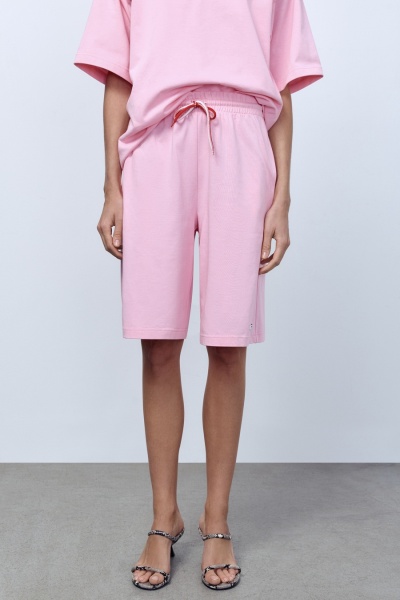 Шорты трикотажные из хлопка, розовый